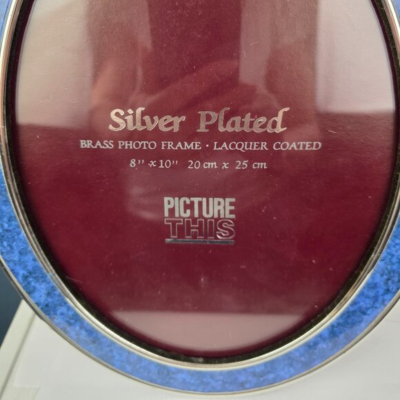 Picture This Silver Plated Brass Photo Frame Lacquer Coated Blue Silver NWT - Picture 2 of 5